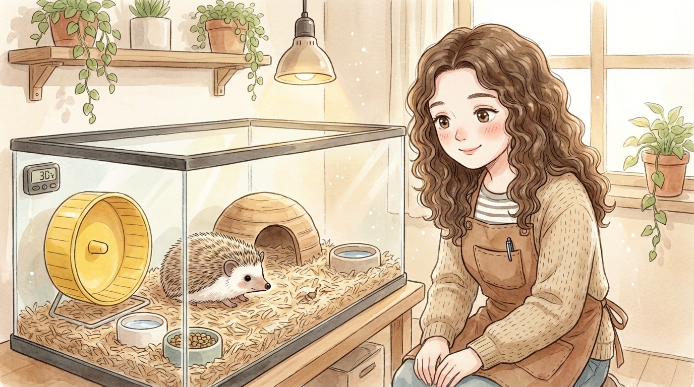 ハリネズミの飼育環境ガイド | ケージ・温度管理・床材の選び方