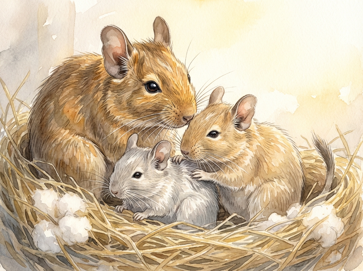 コミュニケーションを取るデグーたち