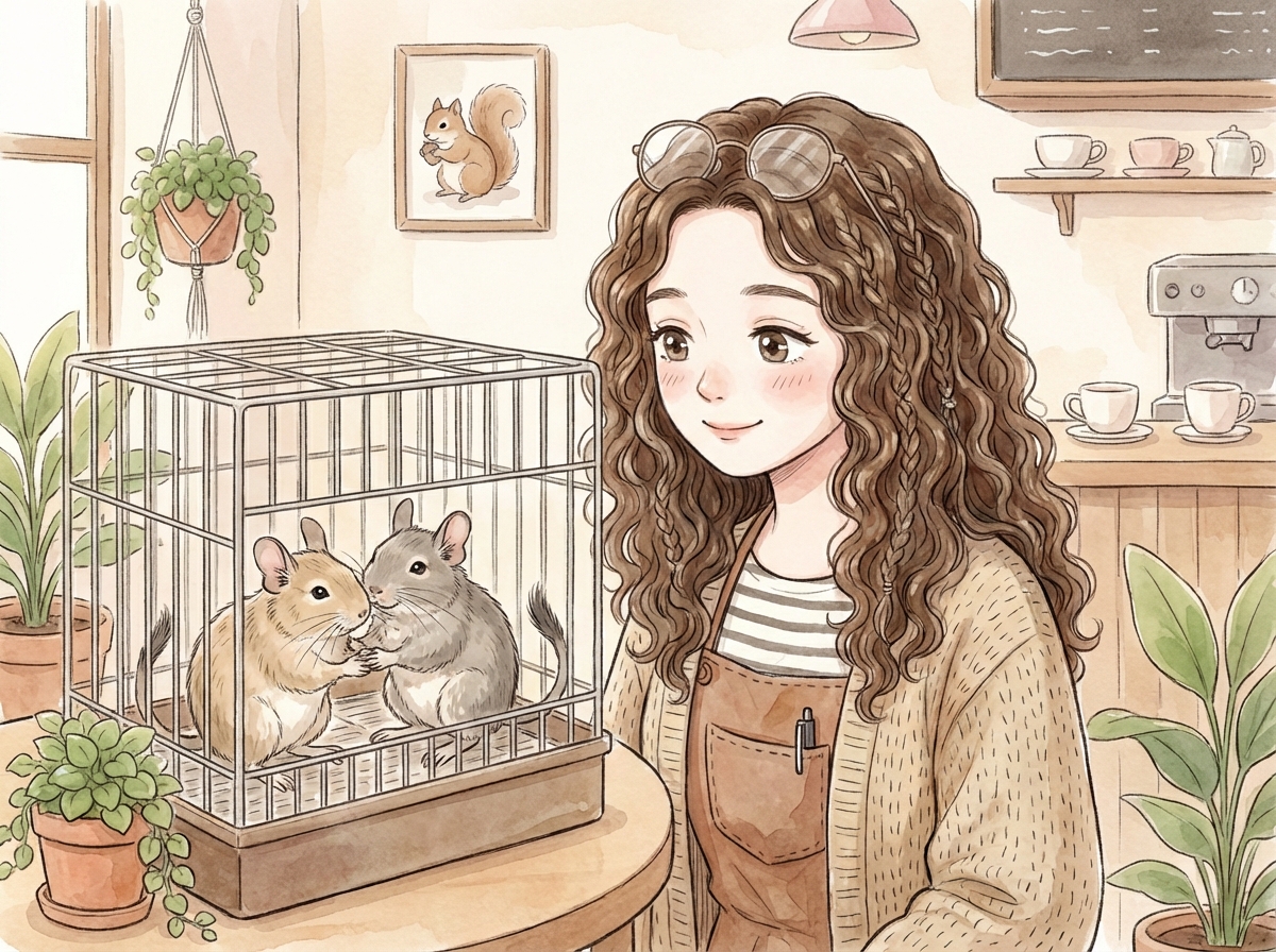 デグーたちの様子を見守るまりえ店長