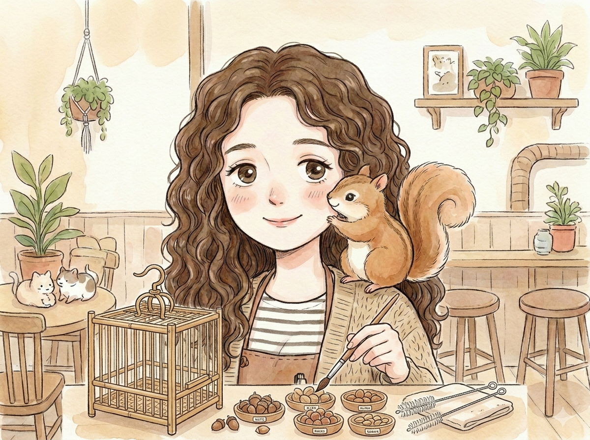 シマリスのお迎え準備をするまりえ店長